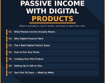 Beginner's Guide to Passive Income with Digital Products | Etsy Selling Ebook (PDF Download)