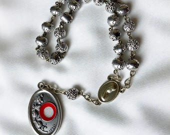 St. Therese Chaplet | Little Flower Rosary with Rose Beads & St. Thérèse Relic Medal | Handmade Catholic Prayer Chaplet