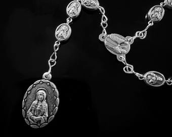 Heirloom Seven Sorrows Servite Chaplet – Italian-Made Sacred & Immaculate Heart Metal Rosary Beads