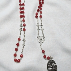 Holy Spirit Chaplet – Handmade Sunstone Jade Beads Wire Wrapped Catholic Rosary Beads