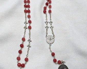 Holy Spirit Chaplet – Handmade Sunstone Jade Beads Wire Wrapped Catholic Rosary Beads