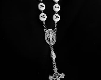 Ave Maria Pocket Rosary – One Decade Marian Rosary with Miraculous Medal and St. Benedict Crucifix