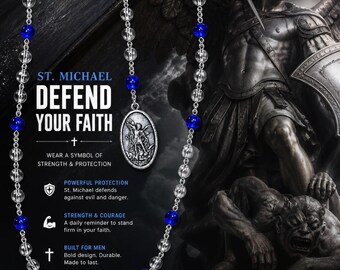 St. Michael the Archangel Chaplet, 10mm glass beads (royal blue accent)