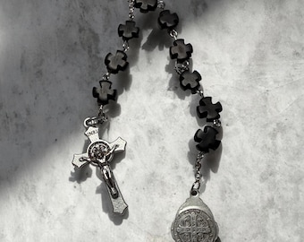 St. Benedict Chaplet | Black Cross Beads | Catholic Gift | Pocket Rosary