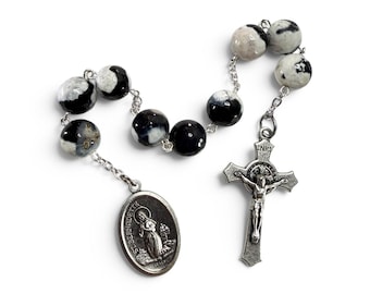 Our Lady of Lourdes Chaplet | Fire Agate Stone Rosary Beads