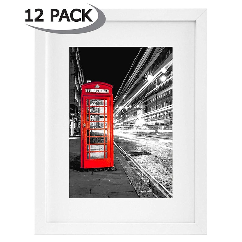 Americanflat 12 Pack Wall Mounting Materials Included Display Pictures 8x10 with Mats or 11x14 Without Mats 11x14 White Picture Frames