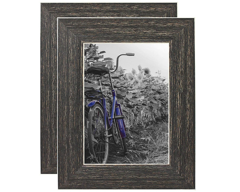 2 Pack 5x7 Barnwood Rustic Picture Frames with Easels Made for Wall and Tabletop Display