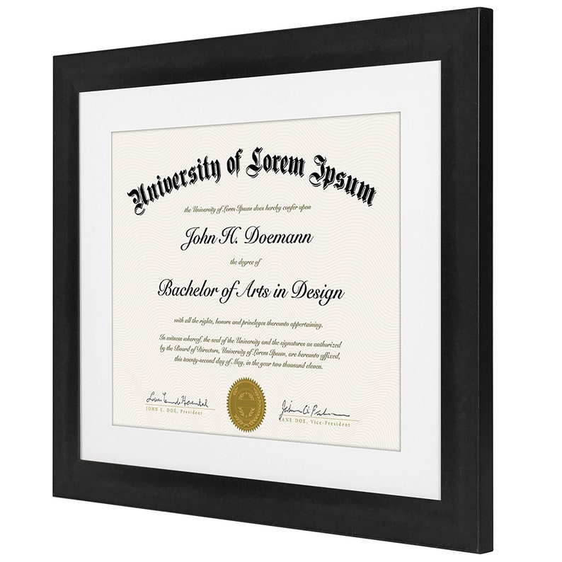 2 Pack 11x14 Black Document Frames Made for Documents Sized 8.5x11 Inches with Mat and 11x14 Inches without Mat