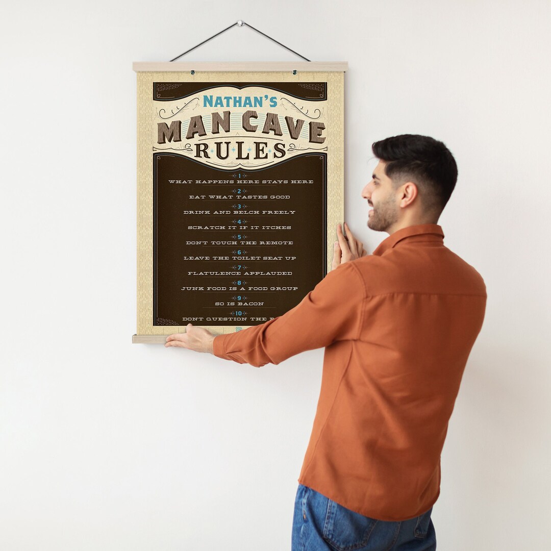 Customized Man Cave Rules Sign Personal Men Gift for Man Cave Gifts for Manly Men Wall