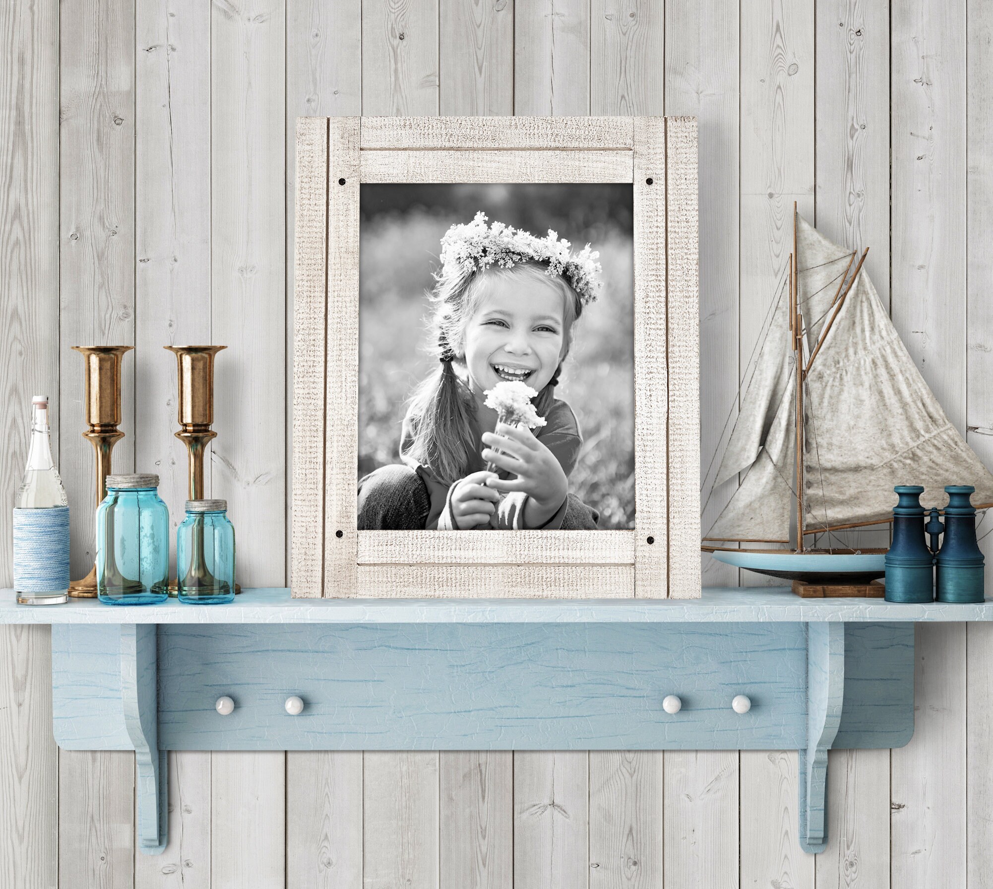 8x10 Aspen White Distressed Wood Frame Made to Display 8x10 Etsy