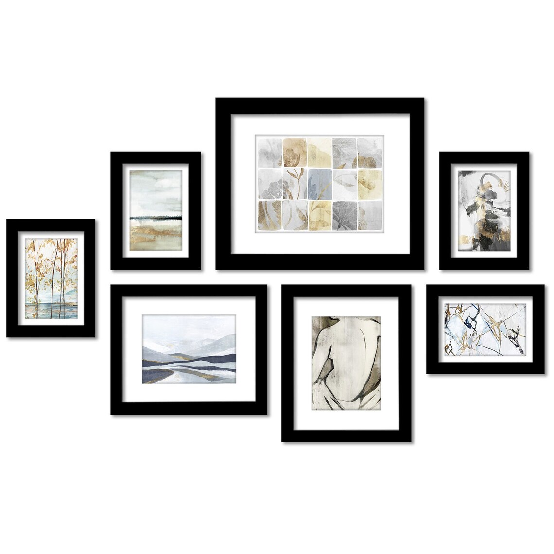 7 Piece Framed Gallery Wall Art Set Modern Gallery Wall Etsy