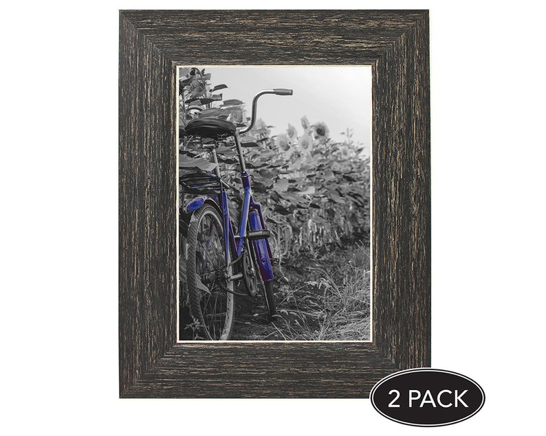 2 Pack 5x7 Barnwood Rustic Picture Frames with Easels Made for Wall and Tabletop Display