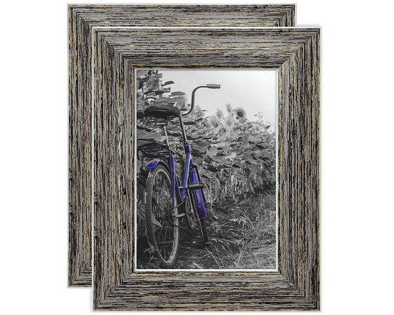 5x7 Tan Rustic Picture Frames with Easels Made for Wall and Tabletop Display 2 Pack