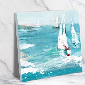 Sailboat Landscape Canvas - Impressionist Wall Art - Coastal Painting - "Gone Sailing" - 3 Sizes Available