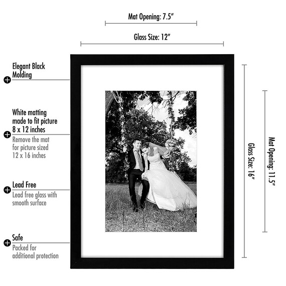 Modern 12x16 Picture Frame In Black Display Pictures 8x12 Etsy