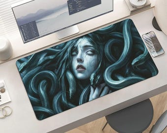 Gothic Medusa Mouse Pad – Dark Fantasy Snake Woman Desk Mat