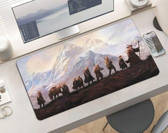 Lord of the Rings Fellowship Mouse Pad - Epic Fantasy Mountain Journey Gaming Desk Mat, Gandalf Aragorn Hobbit LOTR Art