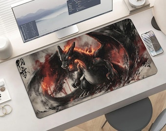 Epic Charizard Mouse Pad: Fiery Dragon Gaming Desk Mat