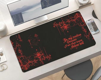 Silent Hill Mouse Pad - In My Restless Dreams Red Gothic Desk Mat, Horror Gaming Mousepad, Dark Aesthetic Extended Mouse Pad