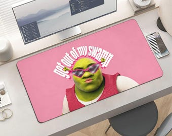 Get Out of My Swamp Shrek Mouse Pad - Viral Meme Extended Gaming Mousepad, Pink Aesthetic Shrek Desk Mat, Perfect Gift for Shrek Fans