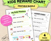Kids Reward Chart Printable, Chore Chart for Kids, Daily Routine Chart, Behavior Chart, PDF Bundle