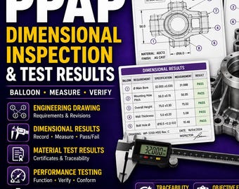PPAP Dimensional Results Template | Balloon Drawing | Material Test Report | Performance Testing Excel Toolkit