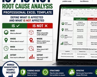 Is Is Not Analysis Excel Template | Root Cause Analysis RCA | Problem Solving Quality Tool