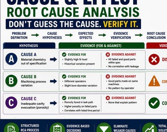 Cause & Effect Analysis Excel Template | Root Cause Analysis RCA | Evidence Verification Tool