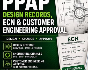 PPAP Design Record & ECN Templates | Engineering Change Control | Customer Engineering Approval | Balloon Drawing