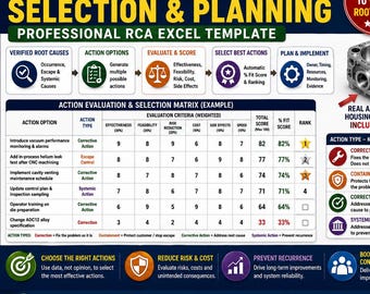 Corrective Action Plan Excel Template | RCA Action Selection Matrix | 8D CAPA Quality Tool