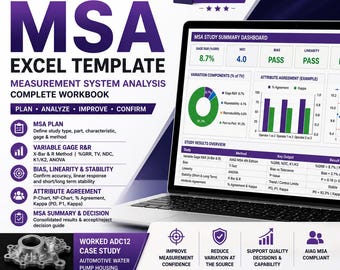 MSA Excel Template | Gage R&R, Bias, Linearity, Stability and Attribute Agreement | Measurement System Analysis
