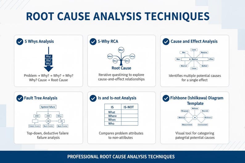 Root Cause Analysis Template | 5 Whys & Fishbone Diagram | Problem ...
