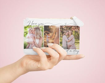 Bolso de mano mini con collage de fotos "Te amo" / Fotos familiares personalizadas, para siempre y un día