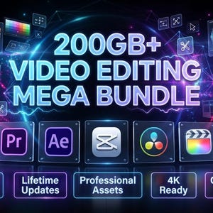 Najlepszy pakiet do edycji wideo 200 GB+ | LUT-y 4K, efekty specjalne, presety i szablony | Natychmiastowe pobranie