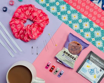 Beginner Scrunchie HAND Sewing Kit - Make 3 Hair Accessories at Home