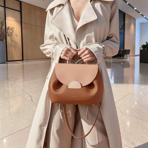 Strukturierte Ledertasche mit oberem Griff - Minimalistische Arbeitstasche, elegante Schultertasche Bild 9