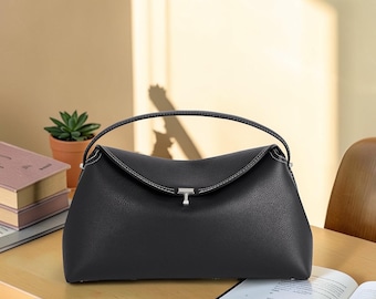Skandinavische Lederumhängetasche: Minimalistische strukturierte Handtasche, Crossbody-Einkaufstasche