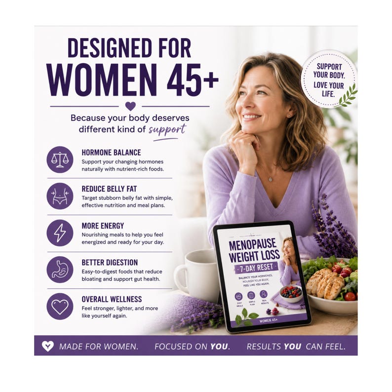 Menopause Meal Plan | Menopause Weight Loss | Hormone Balance Diet | Belly Fat Loss Guide | Printable PDF image 12