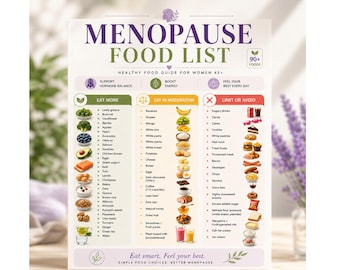 Menopause Food List | Foods to Eat & Avoid | Hormone Balance | Healthy Eating Guide | Printable PDF