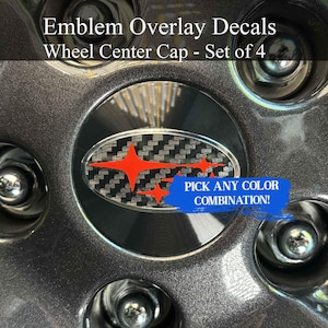 Wheel Center Cap Overlay Decals - Set of 4! - Precision Cut - Any Color! Compatible with Subaru