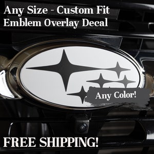 ANY Size Emblem Overlay Decal - Single overlay for Front or Rear emblem - CUSTOM SIZE - Precision Cut - Any Color! Compatible with Subaru