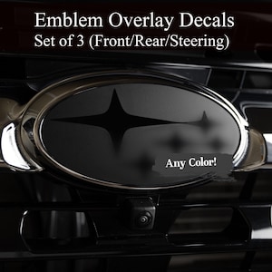 Emblem Overlay Decals - Set of 3 - Front, Rear & Steering Wheel - Precision Cut Vinyl - Multiple Colors Available