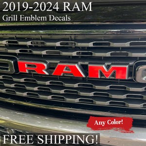 RAM Grill and Door Emblem Overlay Decals (fits 2019-2024 RAM Trucks) - Precision Cut - Premium High-Performance Vinyl - Any Color!