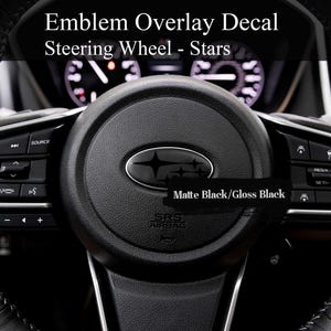 Steering Wheel Emblem Overlay Decal - Stars - Matte Black/Gloss Black - Precision Cut - Compatible with Subaru