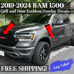 RAM 1500 DT Grill and Door Emblem Overlay Decals 2019-2024 - Precision Cut - Premium High-Performance Vinyl - Any Color!