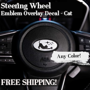 Steering Wheel Emblem Overlay Decal - Cat - Precision Cut - Any Color! Compatible with Subaru