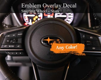 Steering Wheel Emblem Overlay Decal - Stars - Precision Cut - Any Color! Compatible with Subaru