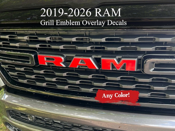 RAM Grill and Door Emblem Overlay Decals (fits 2019-2026 RAM Trucks) - Precision Cut - Premium High-Performance Vinyl - Any Color!