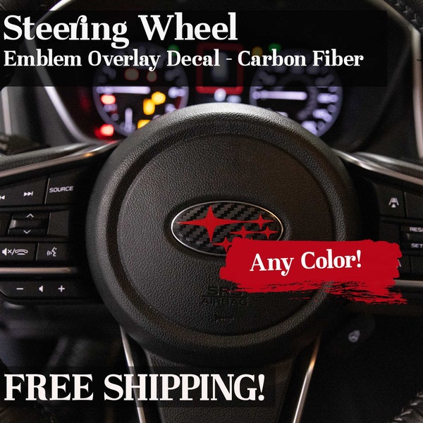 Steering Wheel Emblem Overlay Decal - Carbon Fiber - Precision Cut - Any Color! Compatible with Subaru