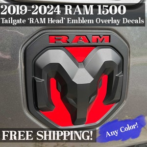 RAM 1500 DT Tailgate RAM Head Emblem Overlay Decals (2019-2024) - Precision Cut - Premium High-Performance Vinyl - Any Color!